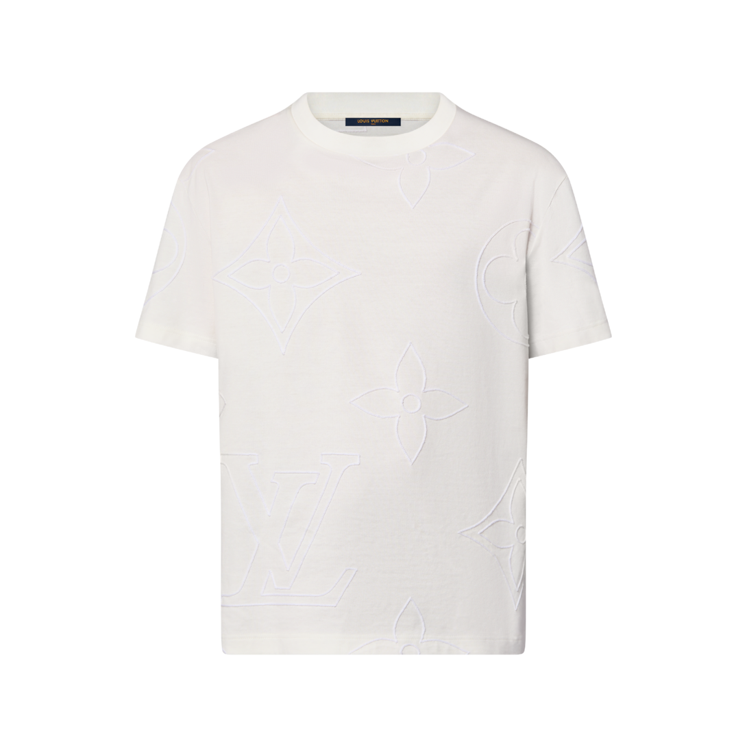 Louis Vuitton ホワイト Tシャツ M Camiseta de Algodão Bordada com o Monogram - Ready-to-Wear | LOUIS